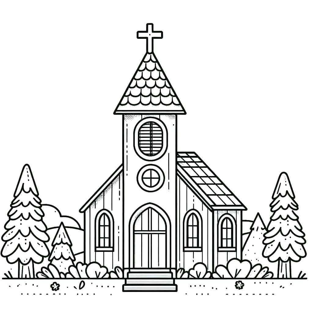 Omalovánka Nakreslete Kostel k vytisknutí