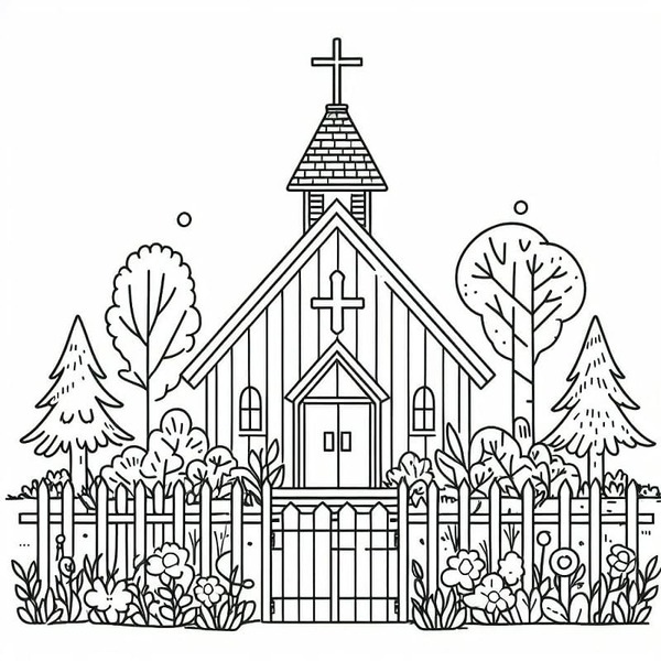 Omalovánka Nakreslete Kostel snadný