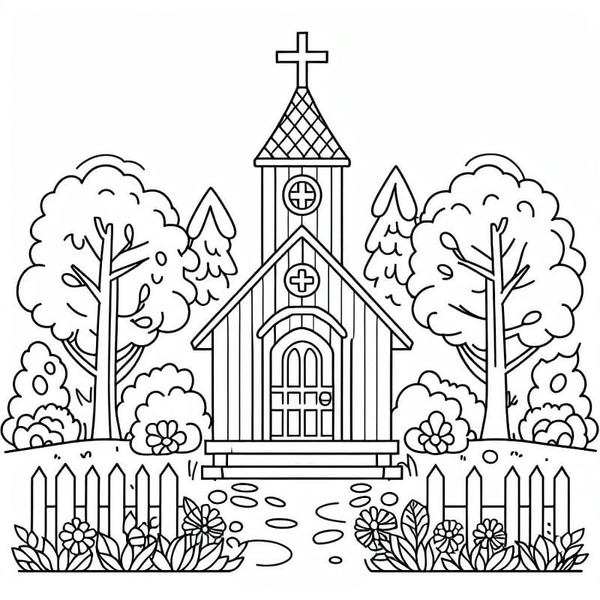 Omalovánka Nakreslete Kostel zdarma základní