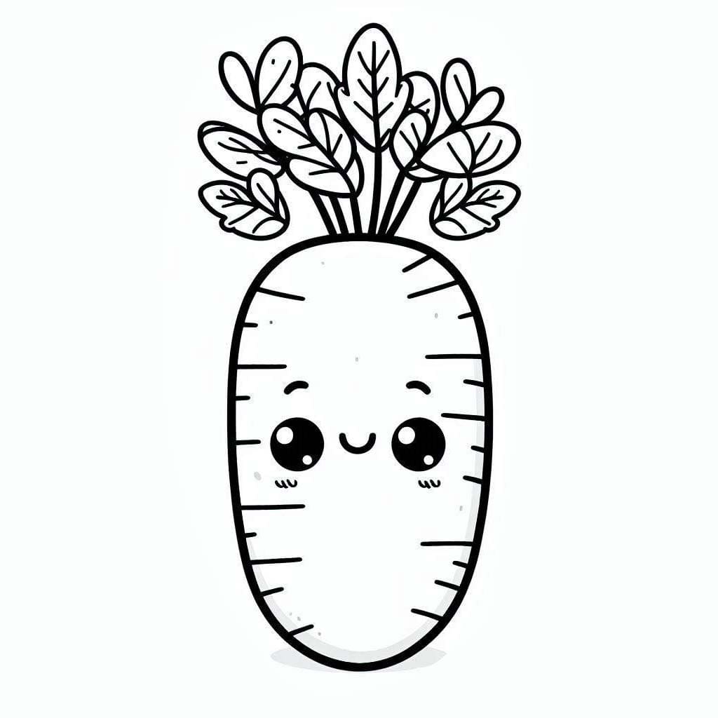 Nakreslete Mrkev roztomilý omalovánka