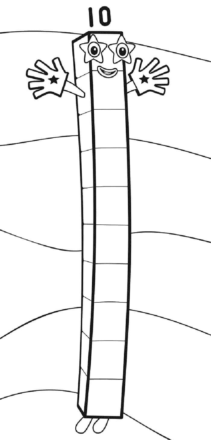 Nakreslete Numberblocks 10 omalovánka