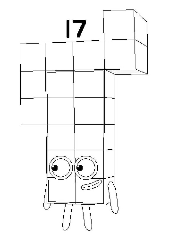 Nakreslete Numberblocks 17 omalovánka