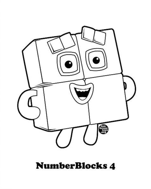 Nakreslete Numberblocks 4 omalovánka