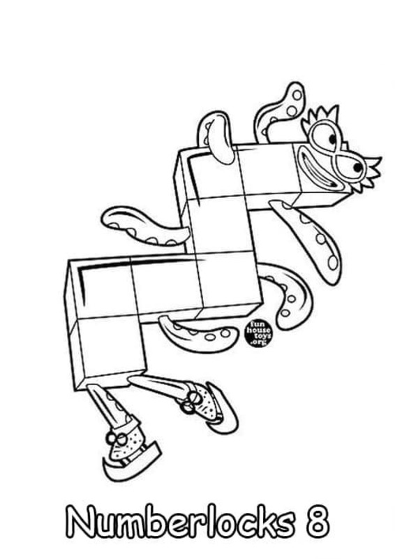 Nakreslete Numberblocks 8 omalovánka