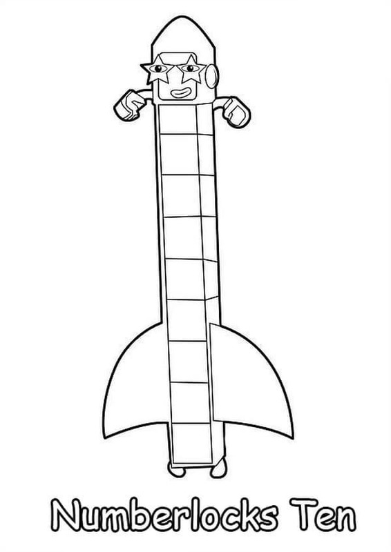 Nakreslete Numberblocks deset omalovánka