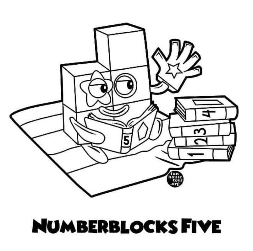 Nakreslete Numberblocks pět omalovánka