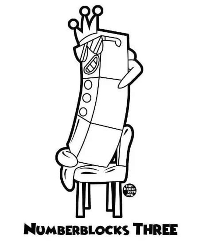 Nakreslete Numberblocks tři omalovánka