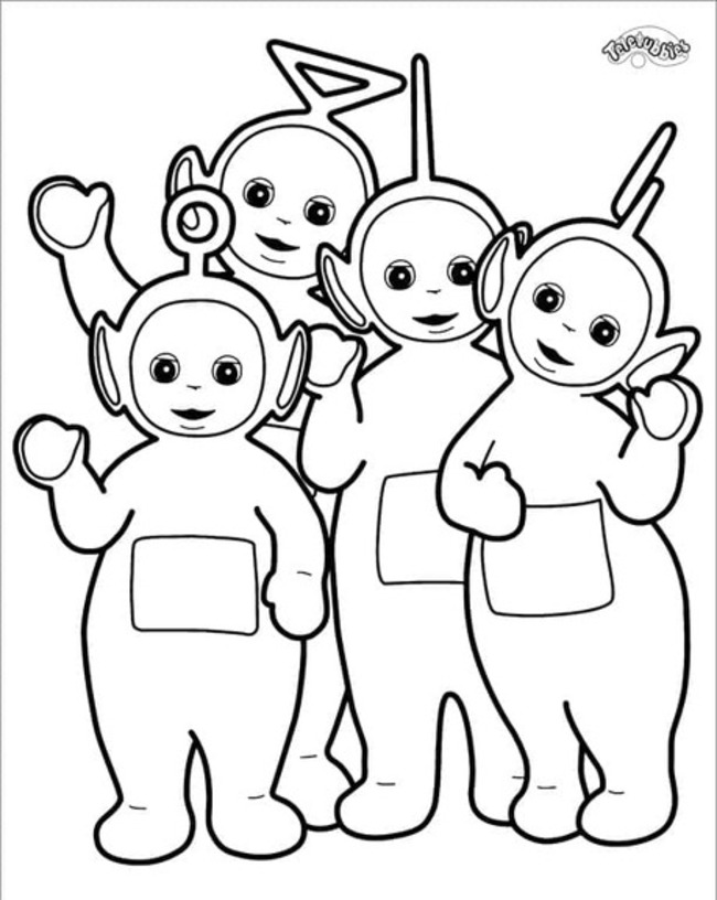 Nakreslete Teletubbies šťastný omalovánka