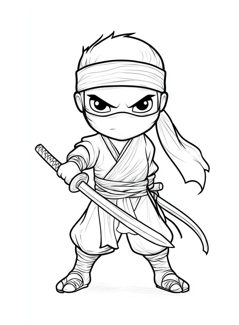 Ninja k vytisknutí omalovánka