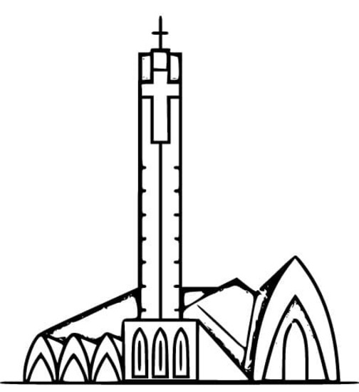 Omalovánka Obraz Kostel k vytisknutí zdarma