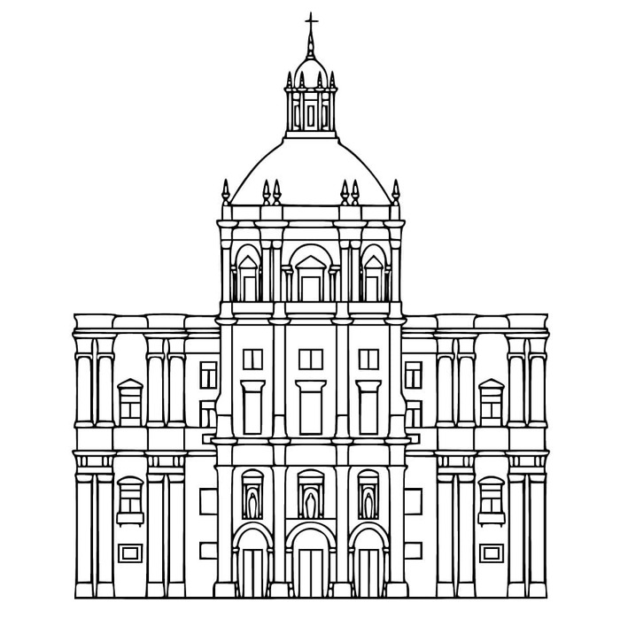 Omalovánka Obraz Kostel skica