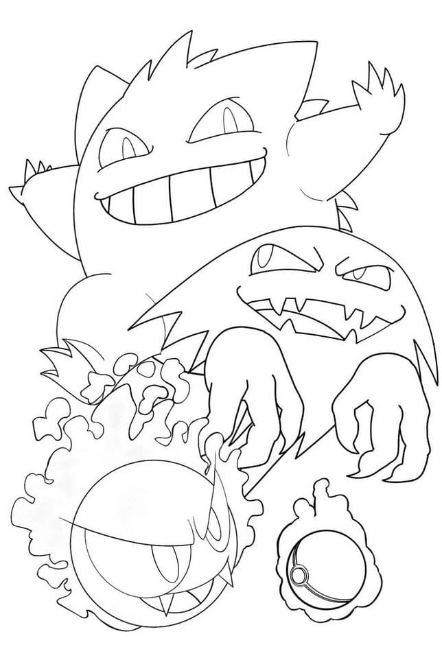 Gengar zdarma tisknutelné pro děti omalovánka