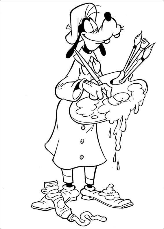 Goofy k vytisknutí zdarma omalovánka