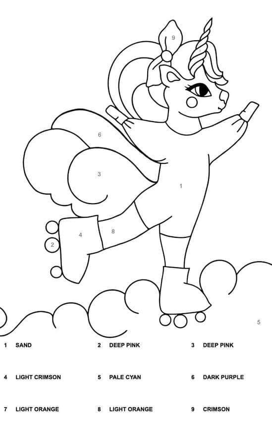 Jednorožec Malování podle čísel prostý omalovánka