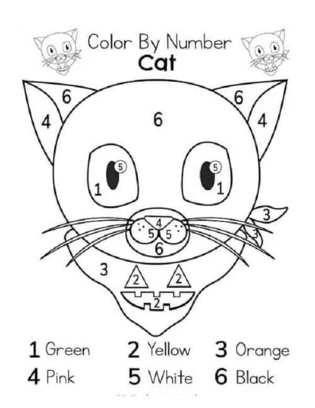 Kočka Malování podle čísel tisknutelné pro děti omalovánka