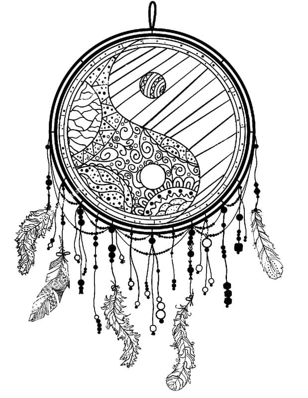Lapač Snů tisknutelné pro děti omalovánka