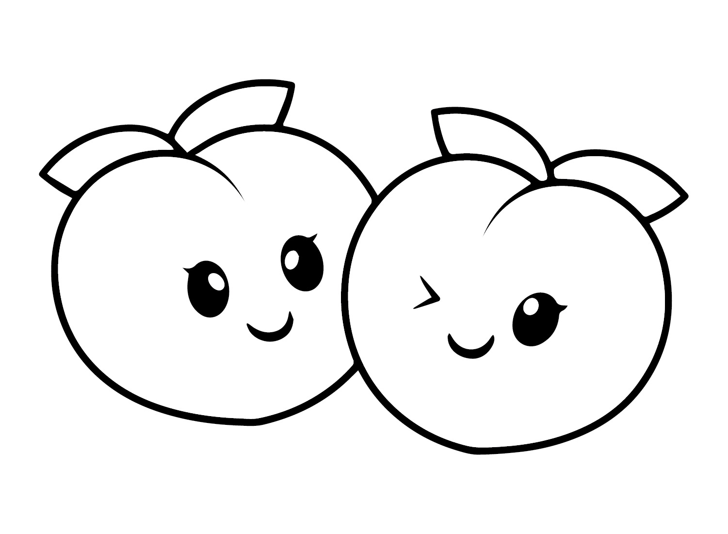 Nakreslete Broskev k vytisknutí zdarma omalovánka