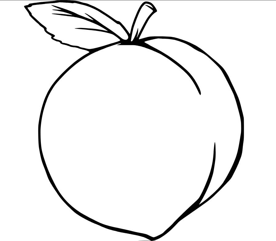 Nakreslete Broskev tisknutelné pro děti omalovánka