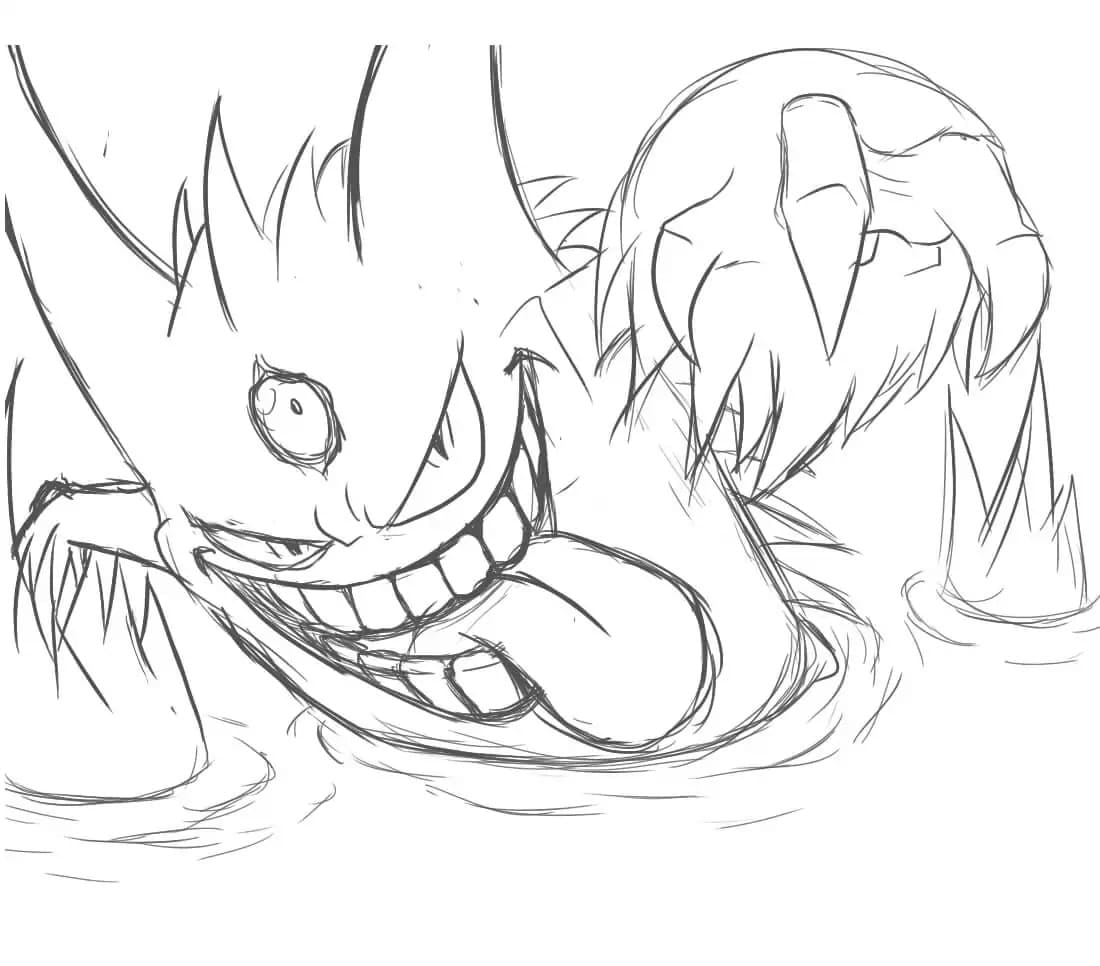 Nakreslete Gengar tisknutelné pro děti omalovánka