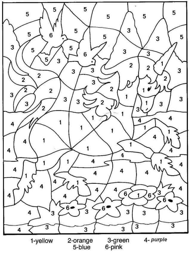 Nakreslete Jednorožec Malování podle čísel tisknutelné omalovánka