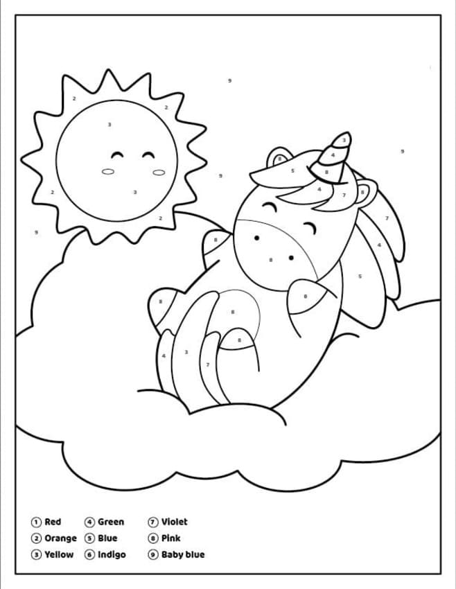 Nakreslete Jednorožec Malování podle čísel zdarma základní omalovánka