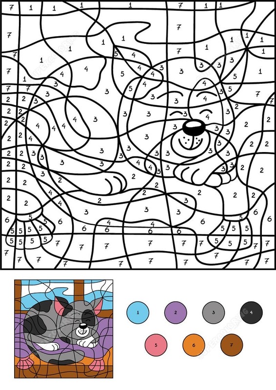 Nakreslete Kočka Malování podle čísel k vytisknutí zdarma omalovánka