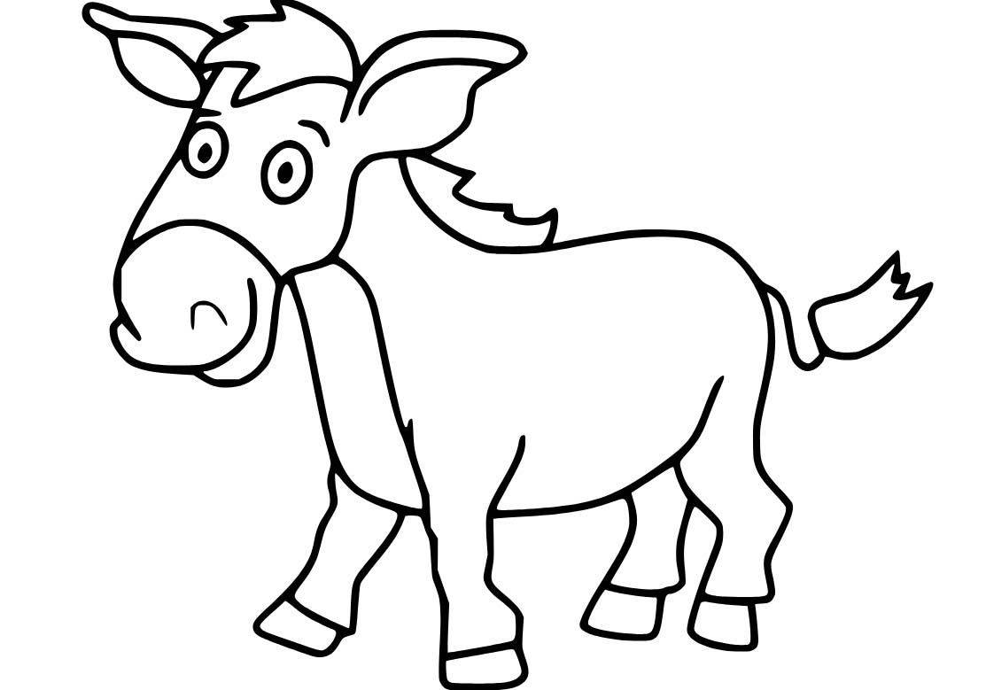 Nakreslete Osel k vytisknutí zdarma omalovánka