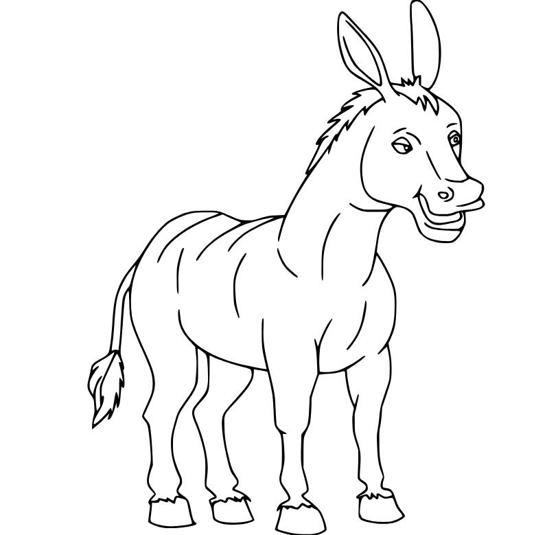 Nakreslete Osel snadný u dětí omalovánka