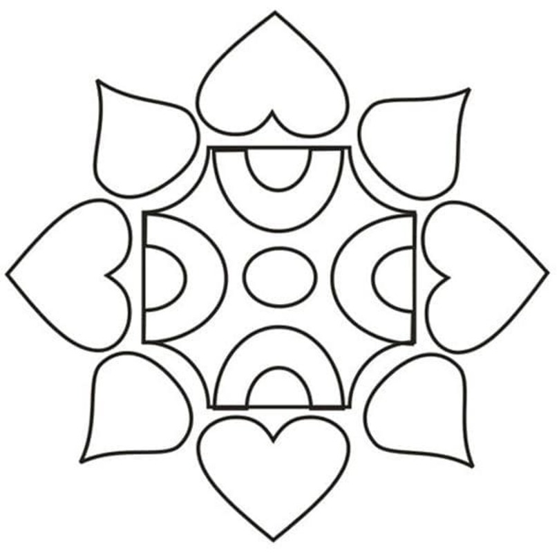 Nakreslete Rangoli základní tisknutelné omalovánka
