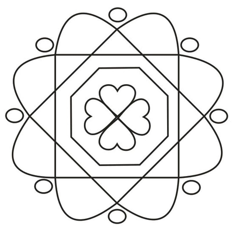 Nakreslete Rangoli zdarma snadný tisknutelné omalovánka