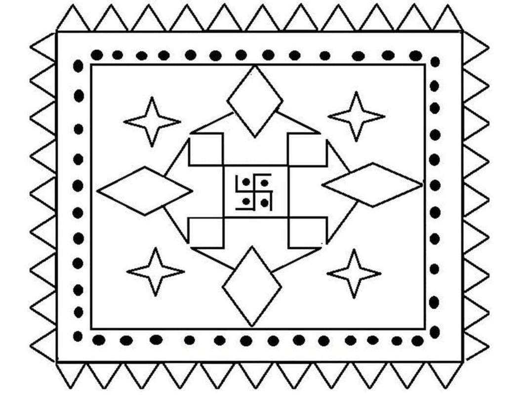 Nakreslete Rangoli zdarma základní omalovánka