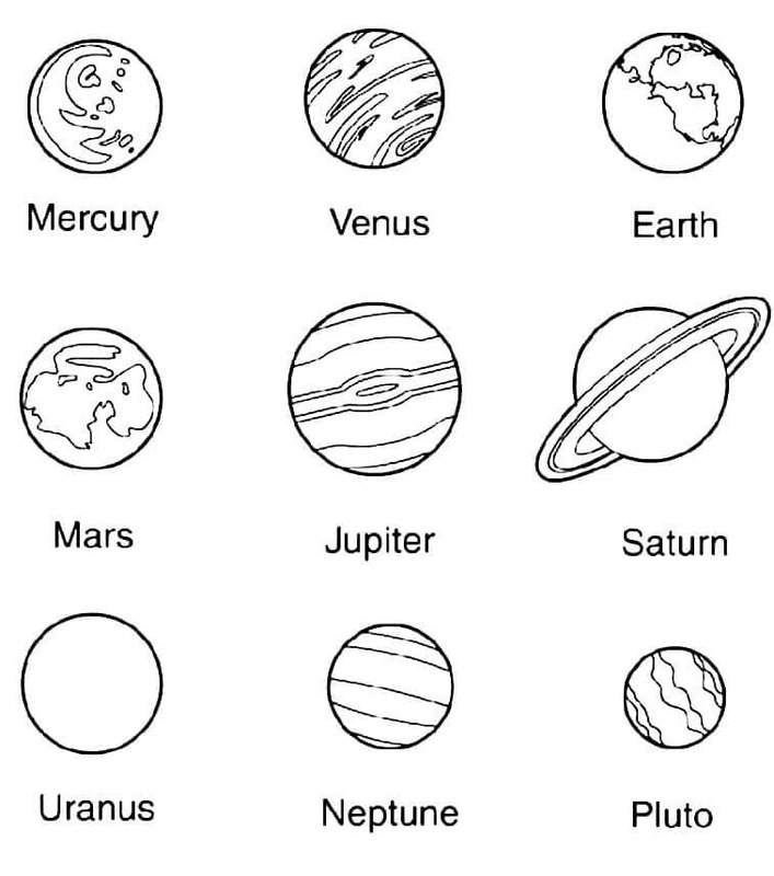 Nakreslete Sluneční Soustava snadný u dětí omalovánka