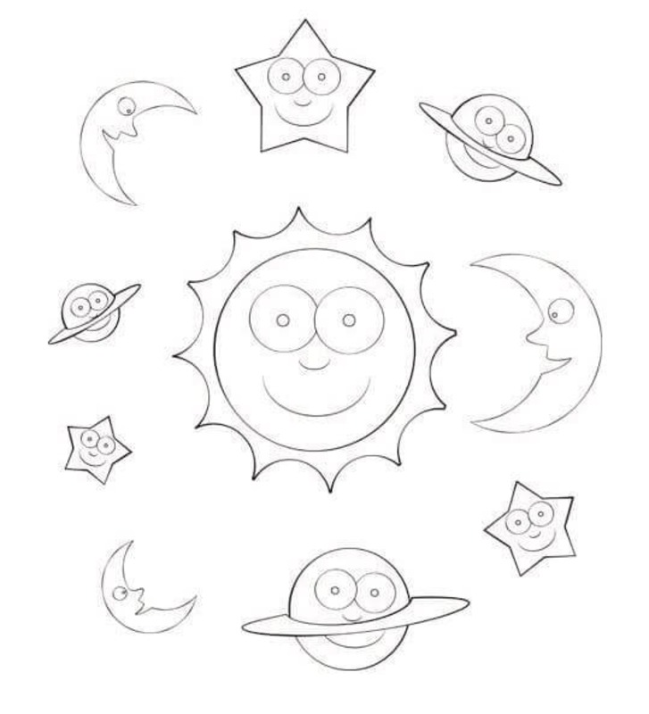 Nakreslete Sluneční Soustava u dětí omalovánka
