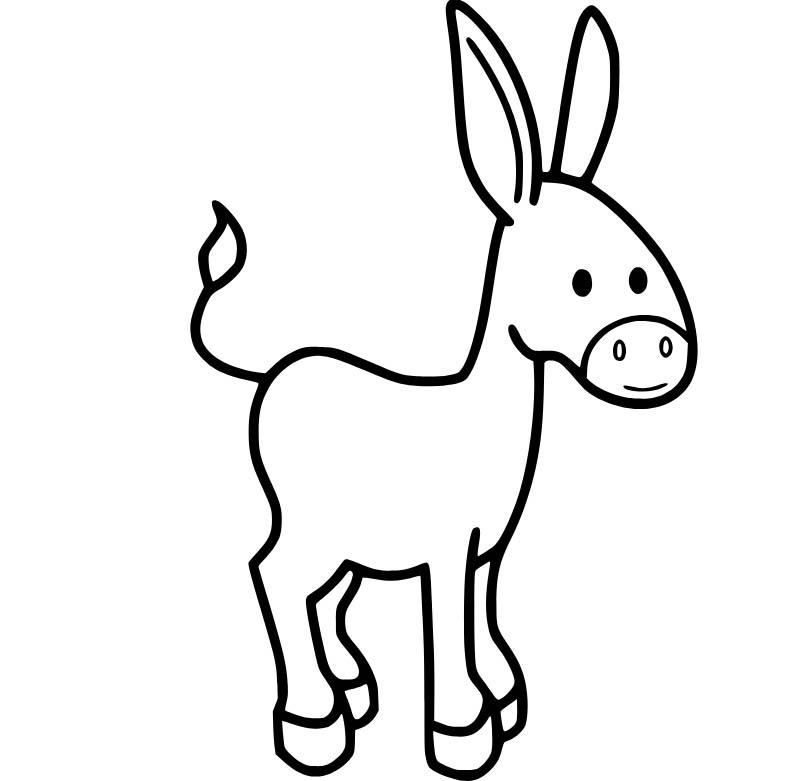 Osel k vytisknutí zdarma omalovánka