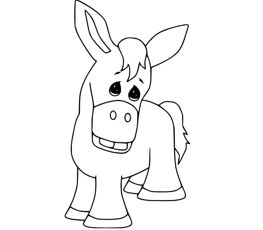 Osel snadný tisknutelné omalovánka