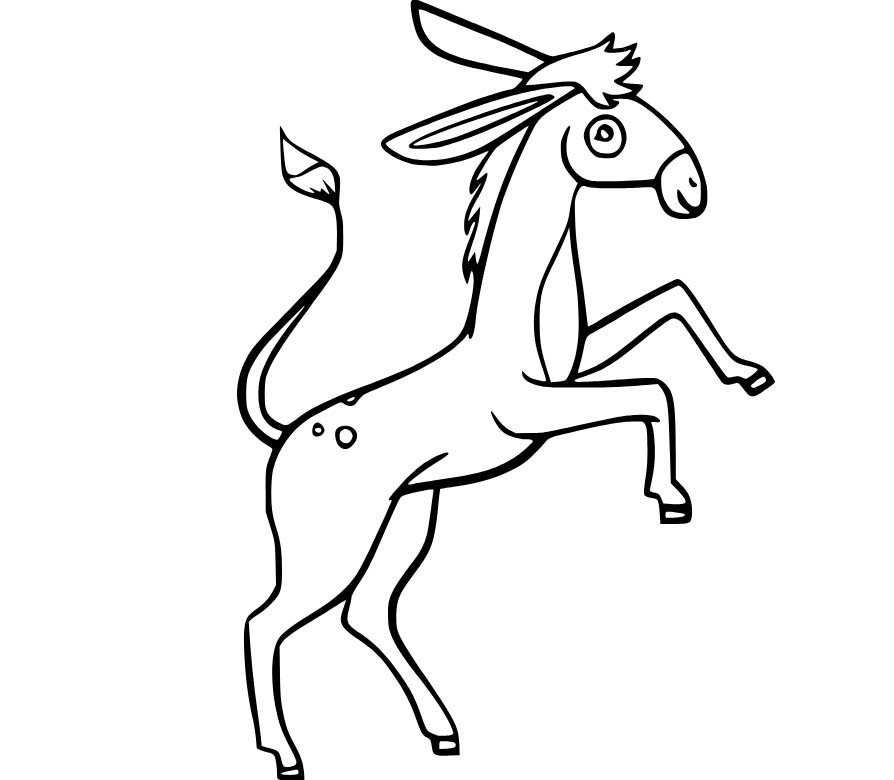 Osel zdarma tisknutelné pro děti omalovánka