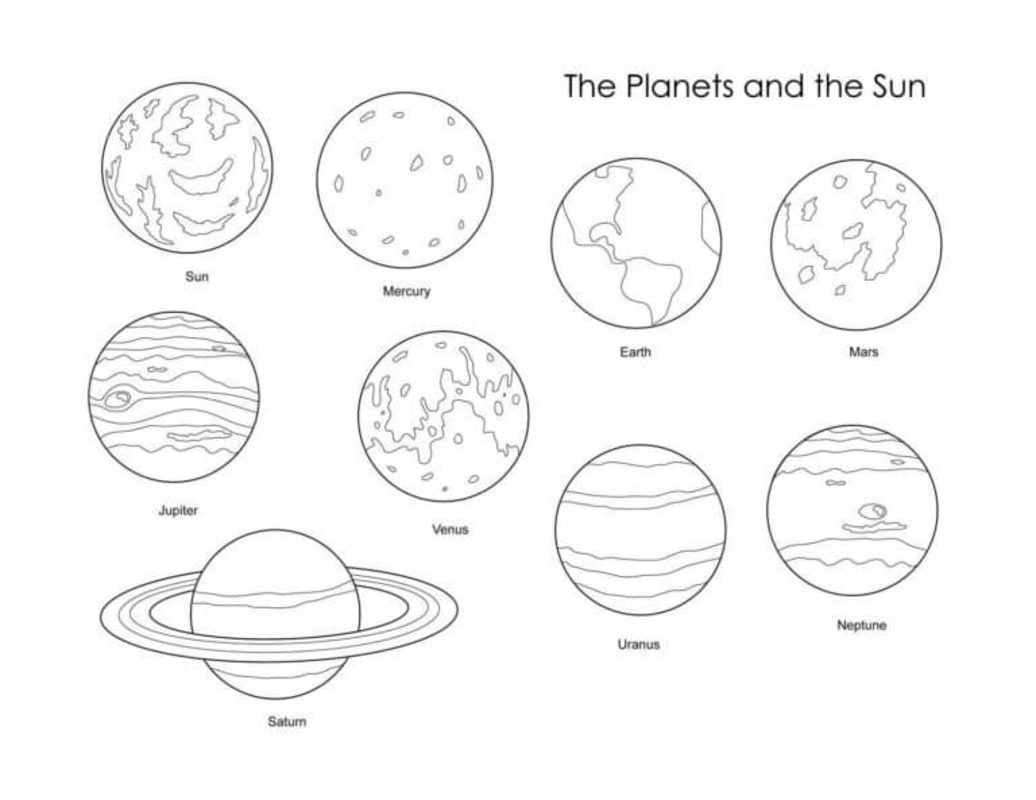 Sluneční Soustava k vytisknutí omalovánka