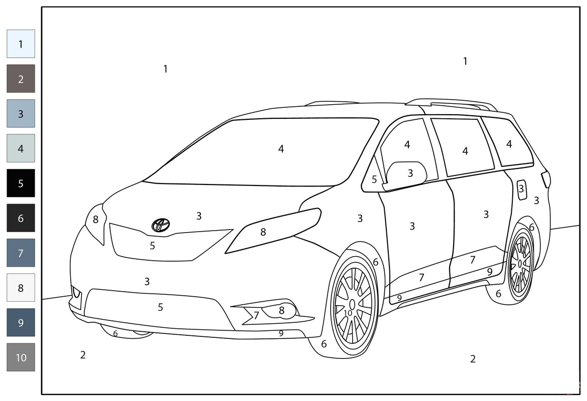 Auta Malování podle čísel prostý u dětí omalovánka