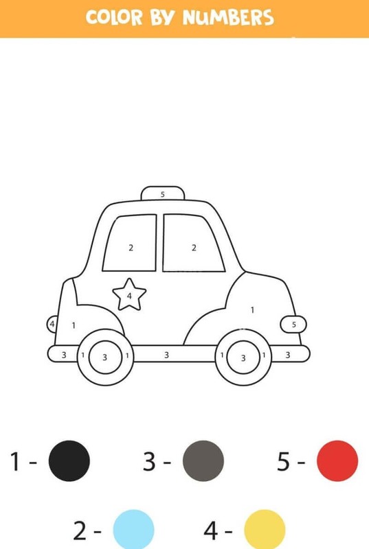 Auta Malování podle čísel snadný tisknutelné omalovánka