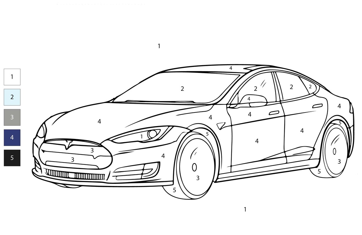 Auta Malování podle čísel tisknutelné pro děti omalovánka