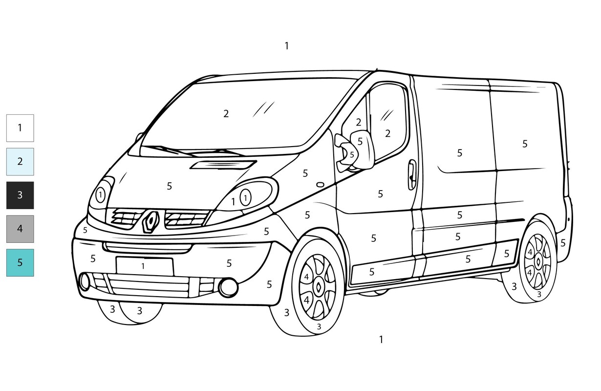 Auta Malování podle čísel zdarma pro děti omalovánka