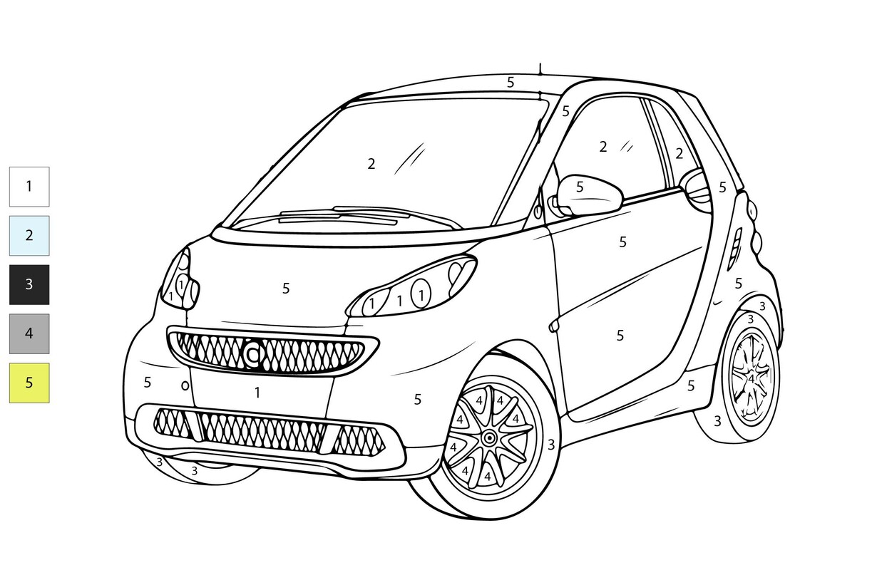 Auta Malování podle čísel zdarma tisknutelné pro děti omalovánka