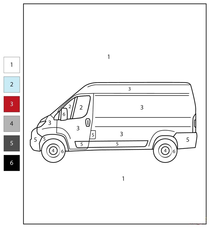 Auta Malování podle čísel zdarma základní tisknutelné omalovánka