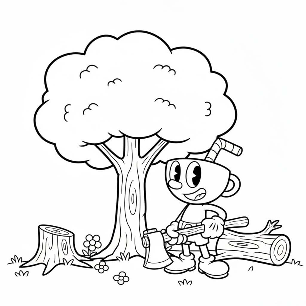 Cuphead základní tisknutelné omalovánka