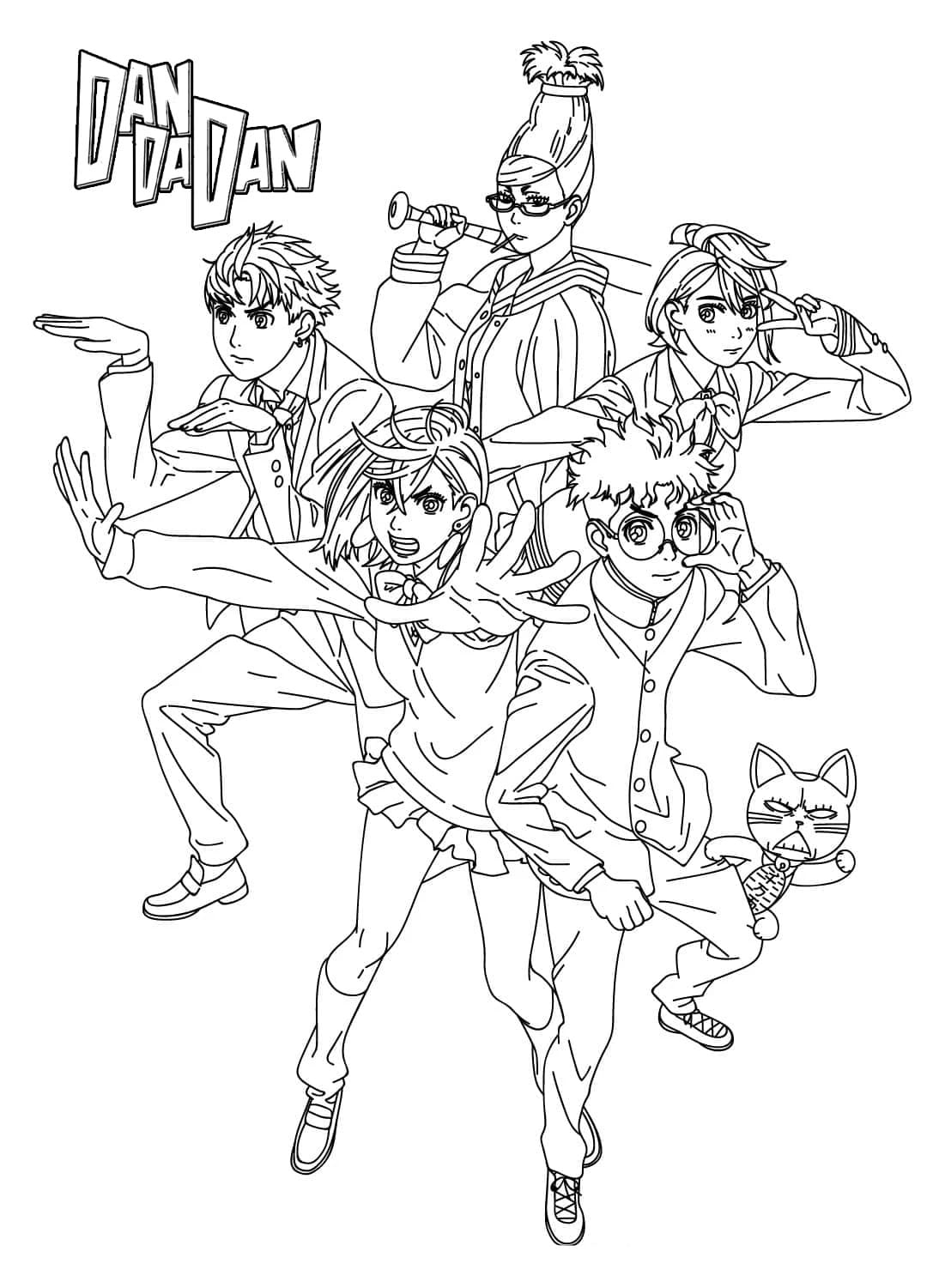 Dandadan zdarma tisknutelné pro děti omalovánka