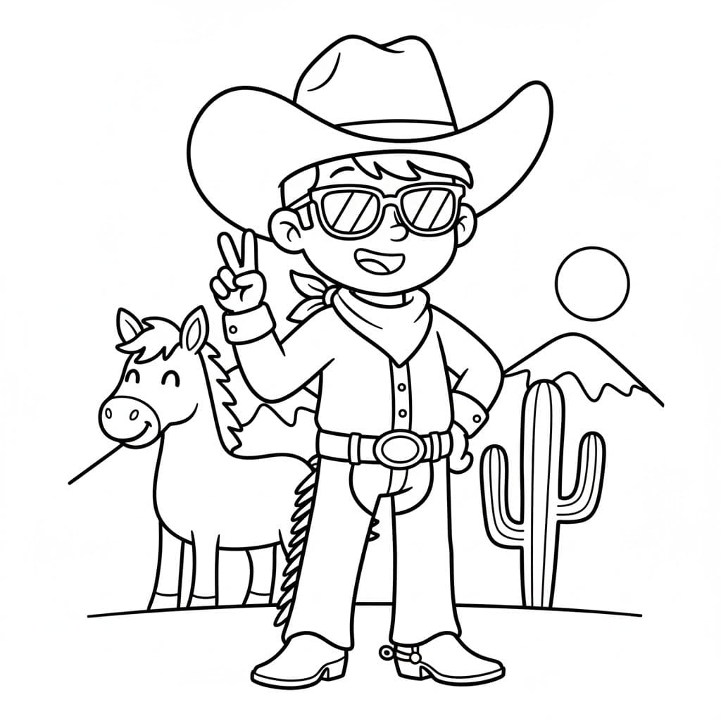 Kovboj 1 omalovánka