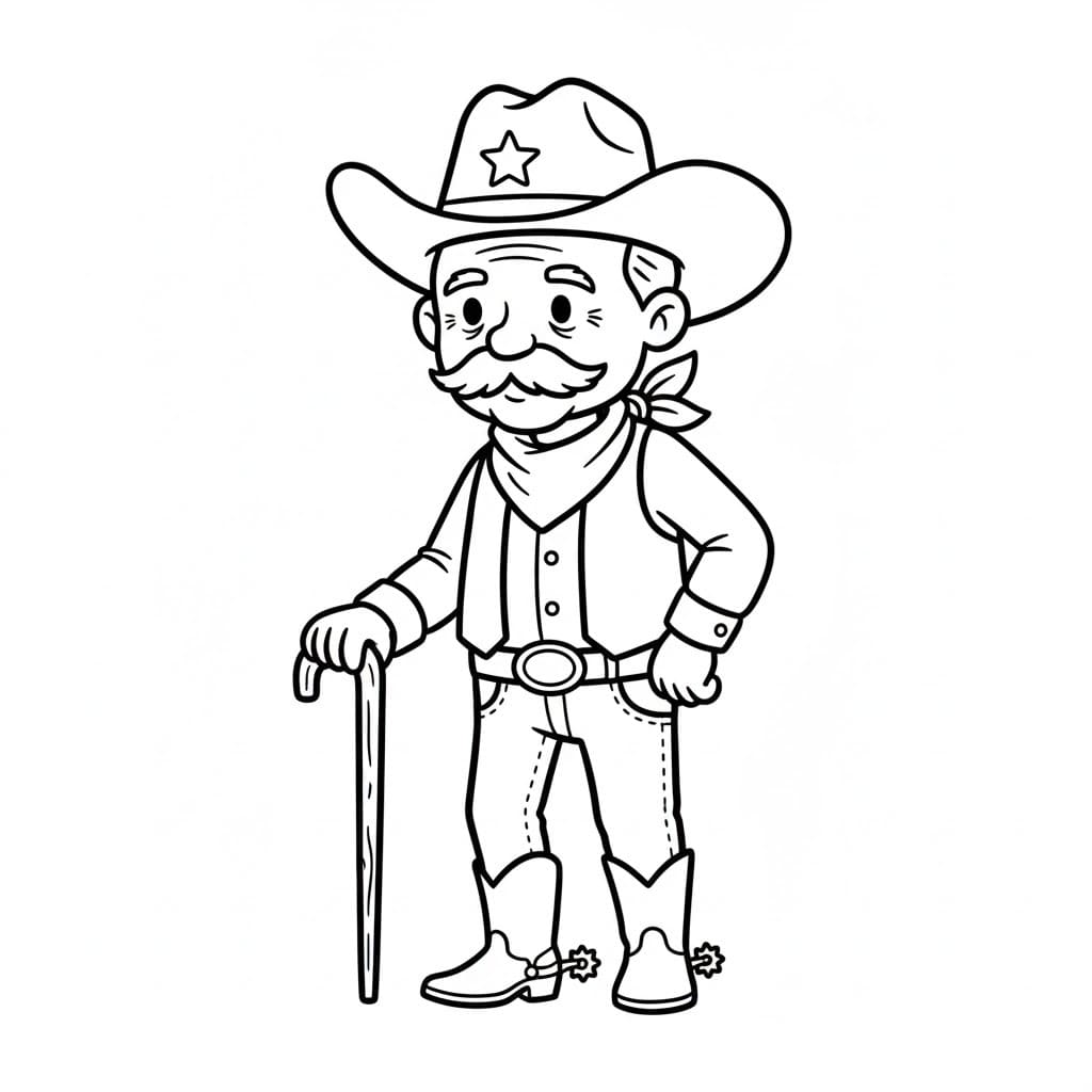 Kovboj prostý tisknutelné omalovánka