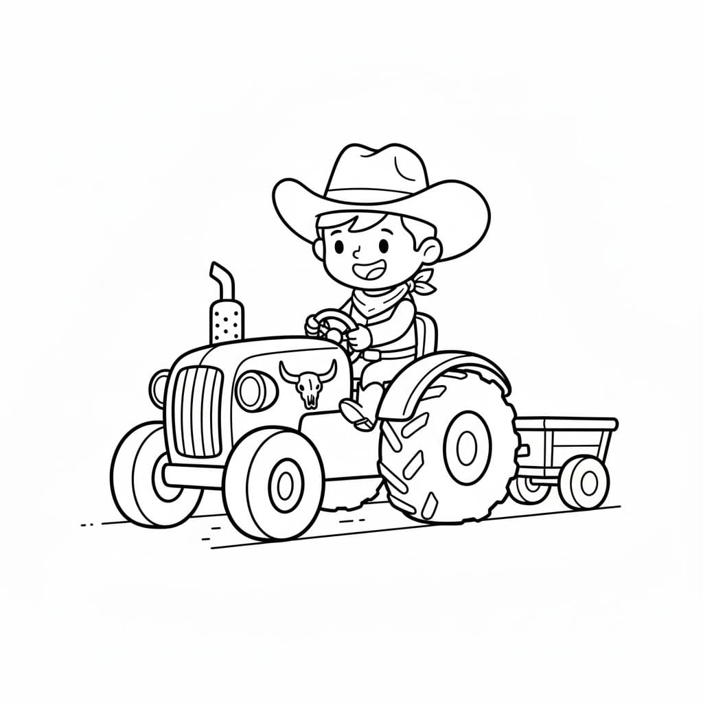 Kovboj snadný tisknutelné omalovánka