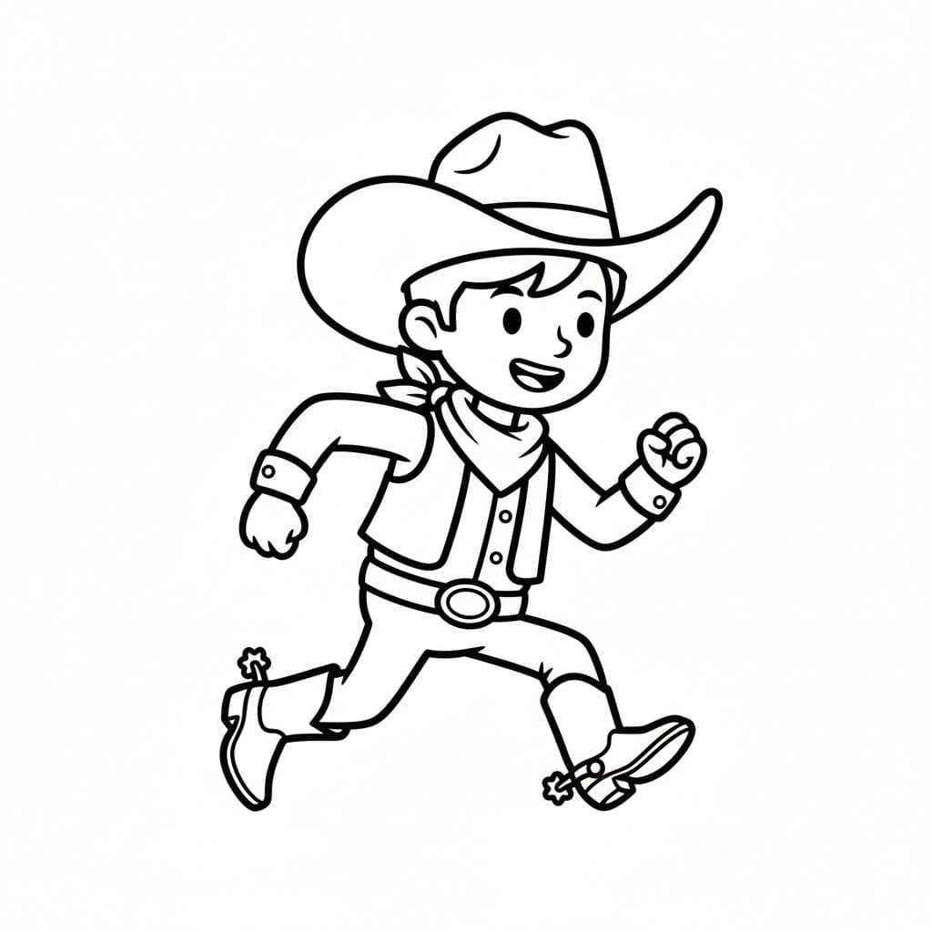 Kovboj základní tisknutelné omalovánka
