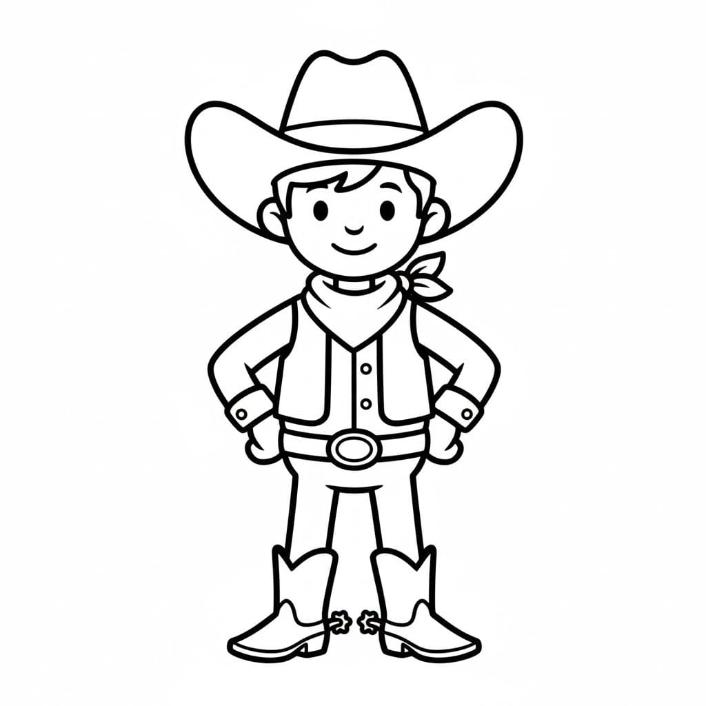Kovboj zdarma prostý omalovánka